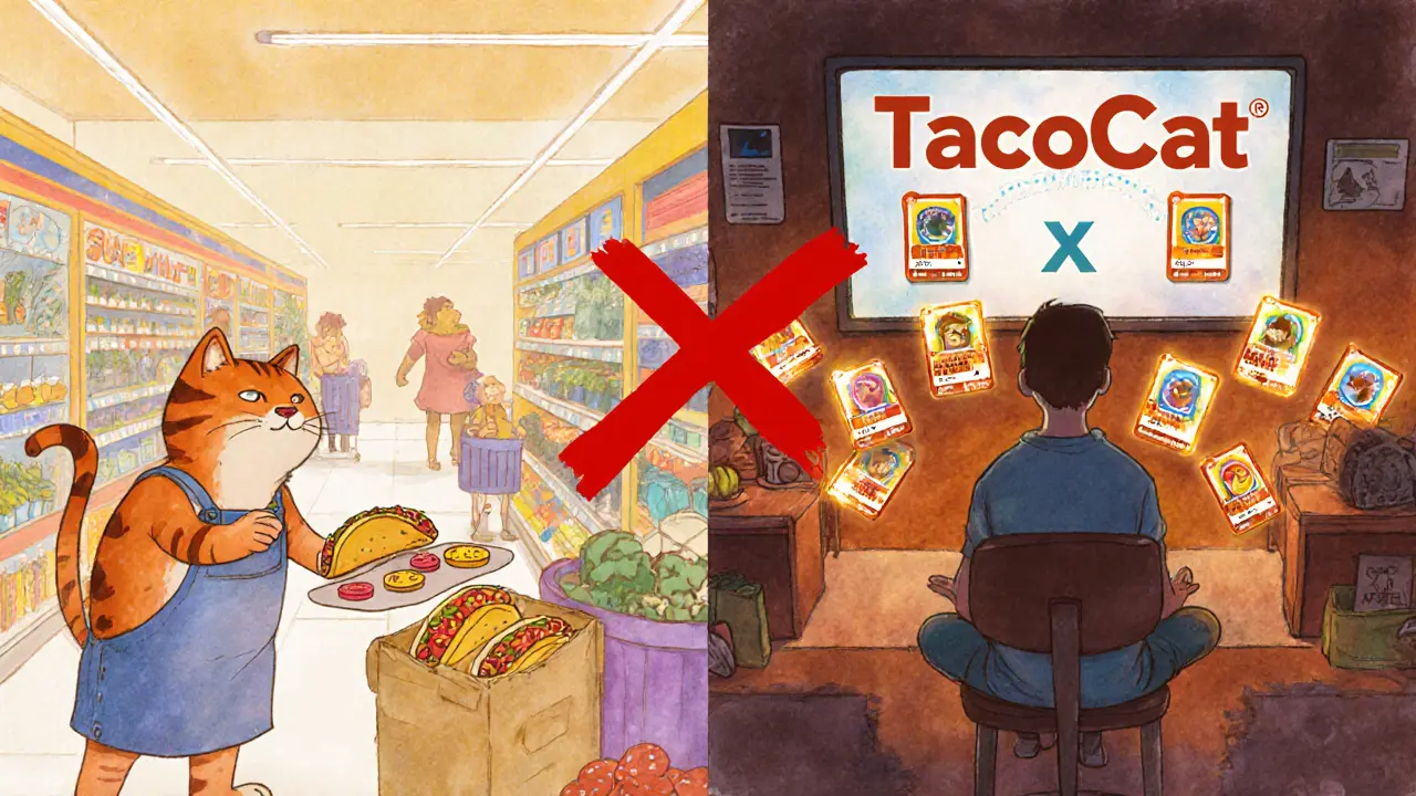 Two separate worlds: grocery crypto on one side, gaming NFTs on the other.