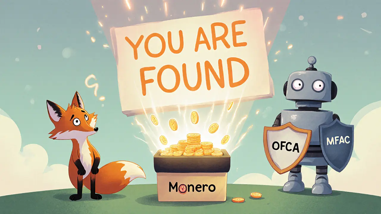 A fox hiding coins in a magic box that leaks glowing trails forming &#039;YOU ARE FOUND&#039; in the sky.