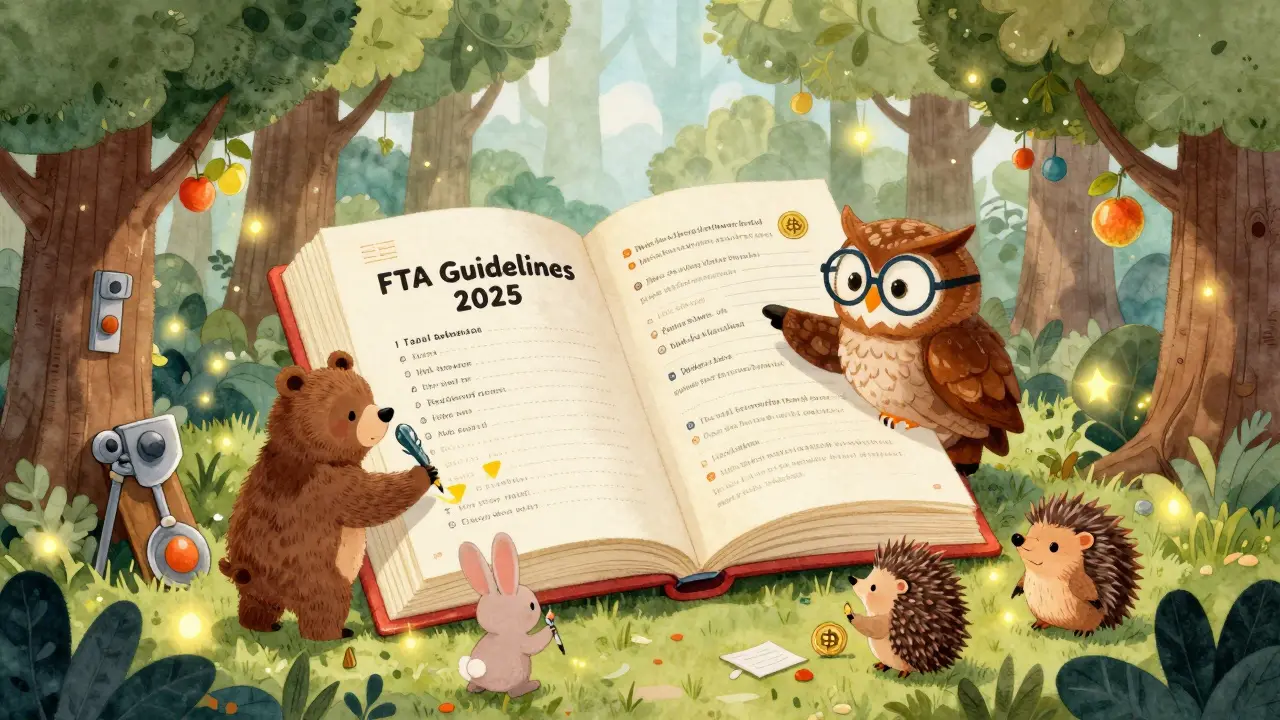 Animals recording crypto transactions in a magical blockchain forest, guided by a wise owl with a tax rulebook.