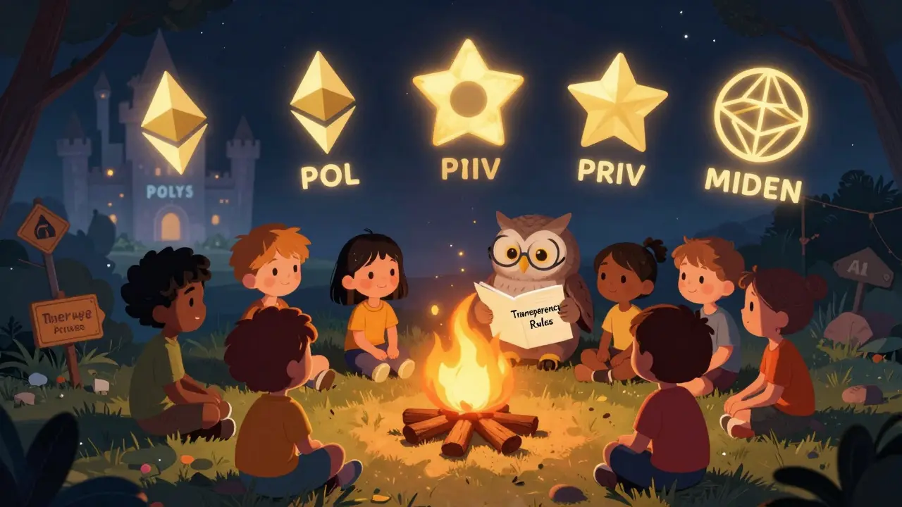 Kids learn about crypto safety from a wise owl, with real airdrop tokens shining in the night sky.