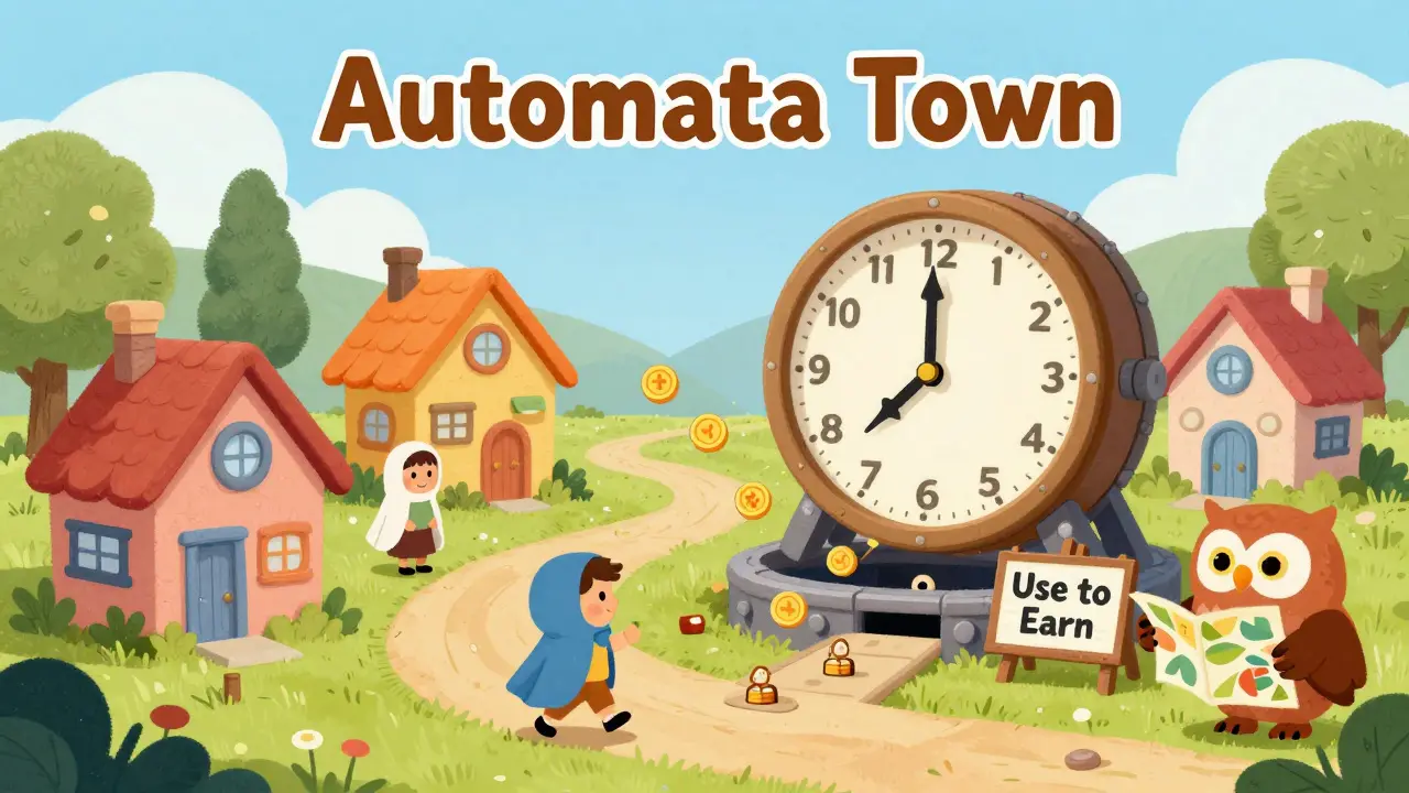 A cozy village of TEE-shaped houses prepares for a token unlock, with a clock counting down to May 7, 2026.