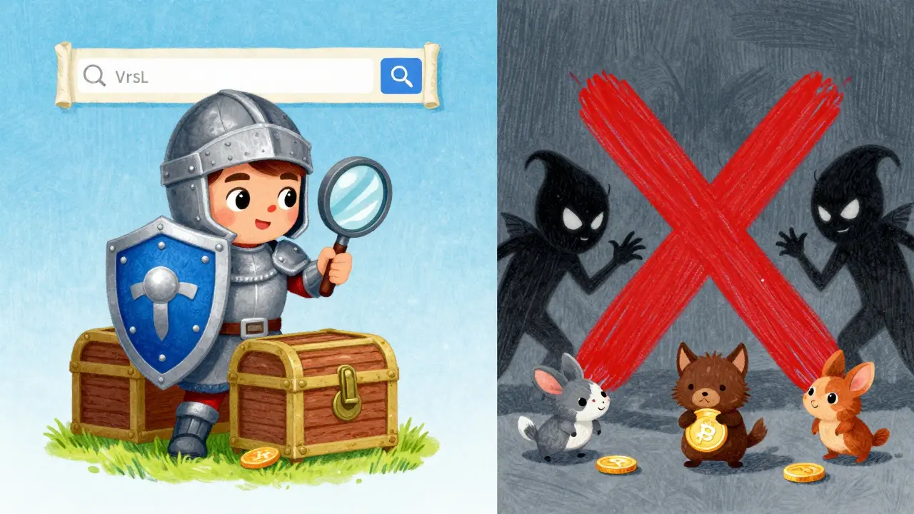 Knight checking for scams while tricksters lurk in shadows