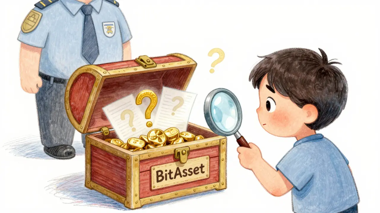 Character inspecting an empty chest with question marks, symbolizing hidden risks.