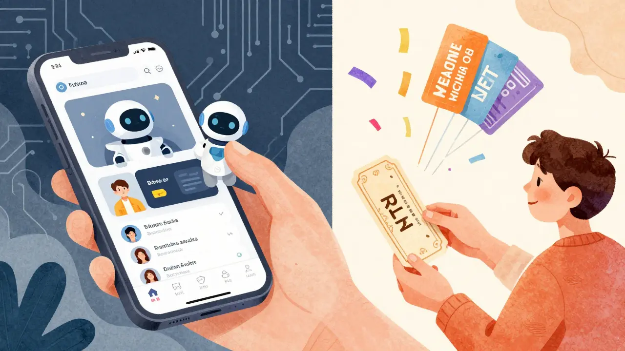 Illustration showing hybrid future of streaming apps and NFT tickets for fans