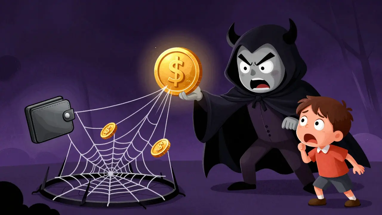 Villain trapping user funds with a deceptive coin