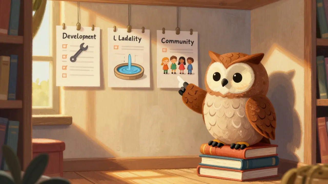 Wise owl showing safety checklists in a cozy library setting