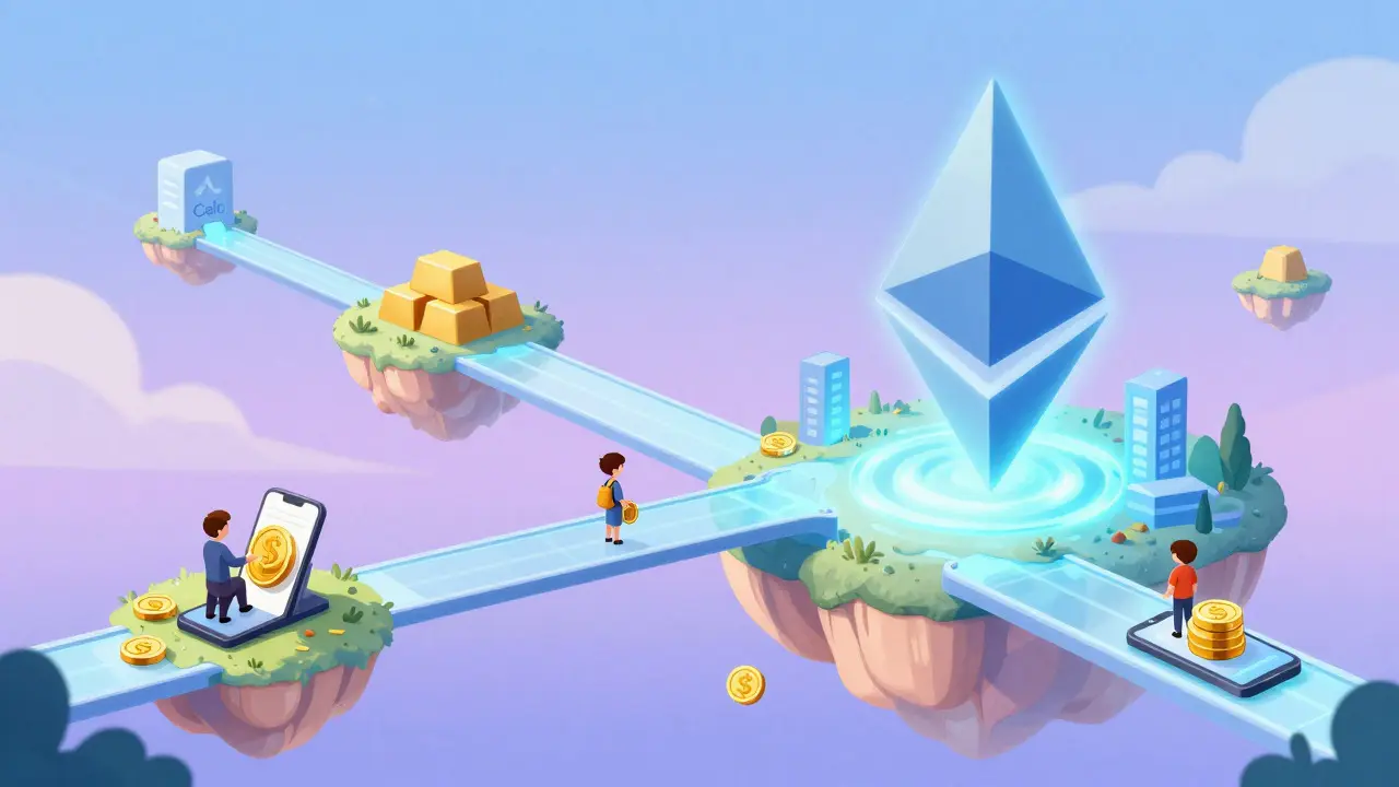 Bridges connecting blockchain islands for faster, cheaper trades.