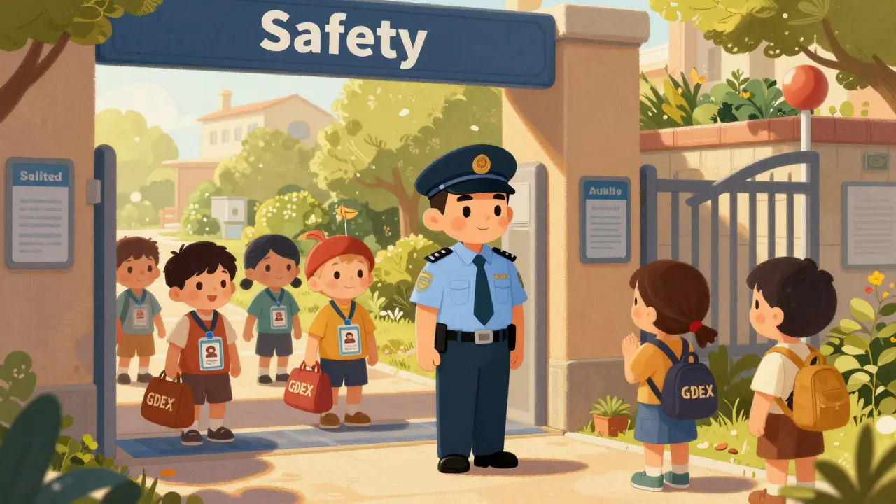 Cartoon guard blocking unverified crypto tokens from entering safe zone
