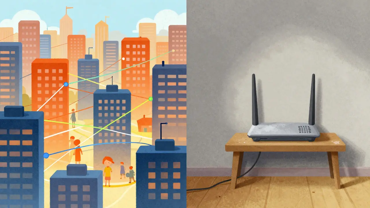 Illustration comparing active network vs abandoned router