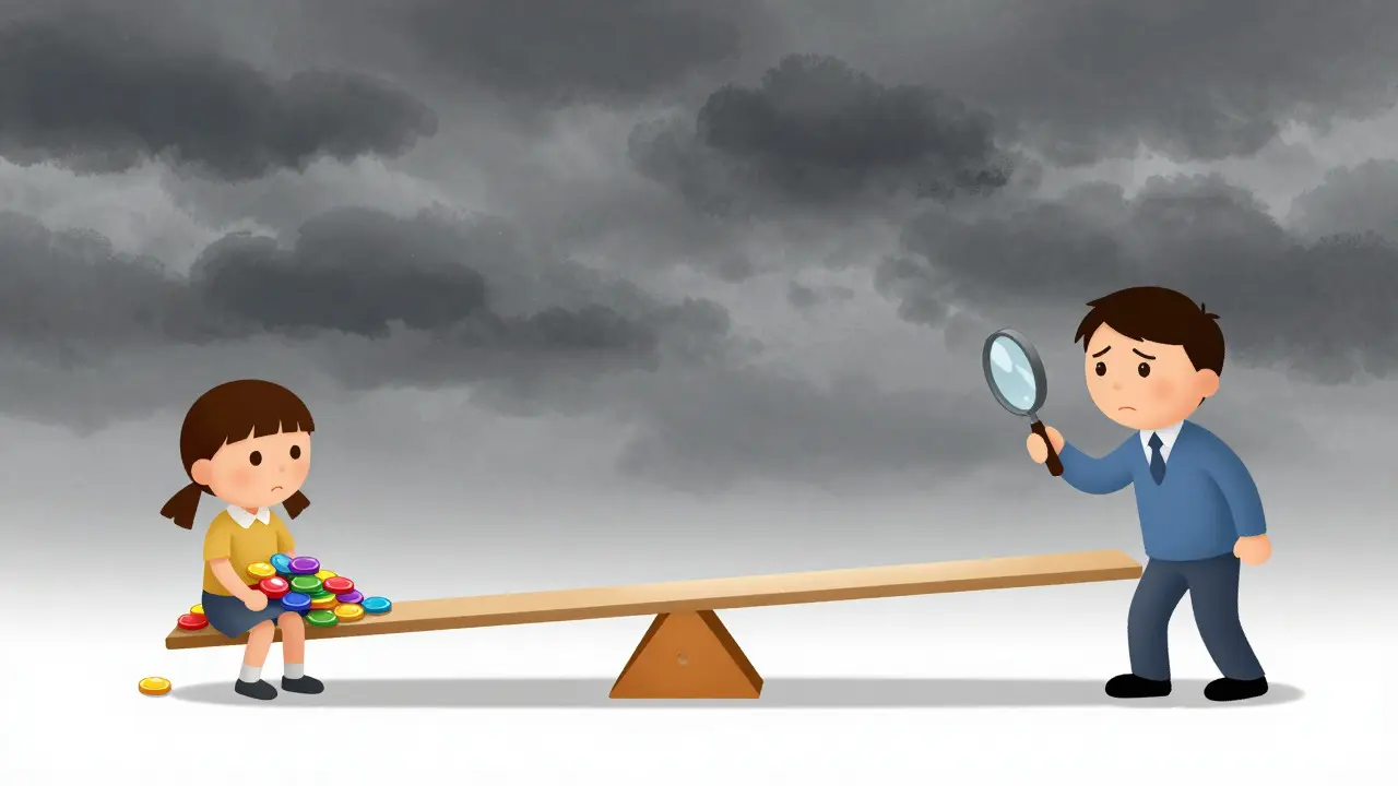 Seesaw illustrating crypto volatility with nervous investor