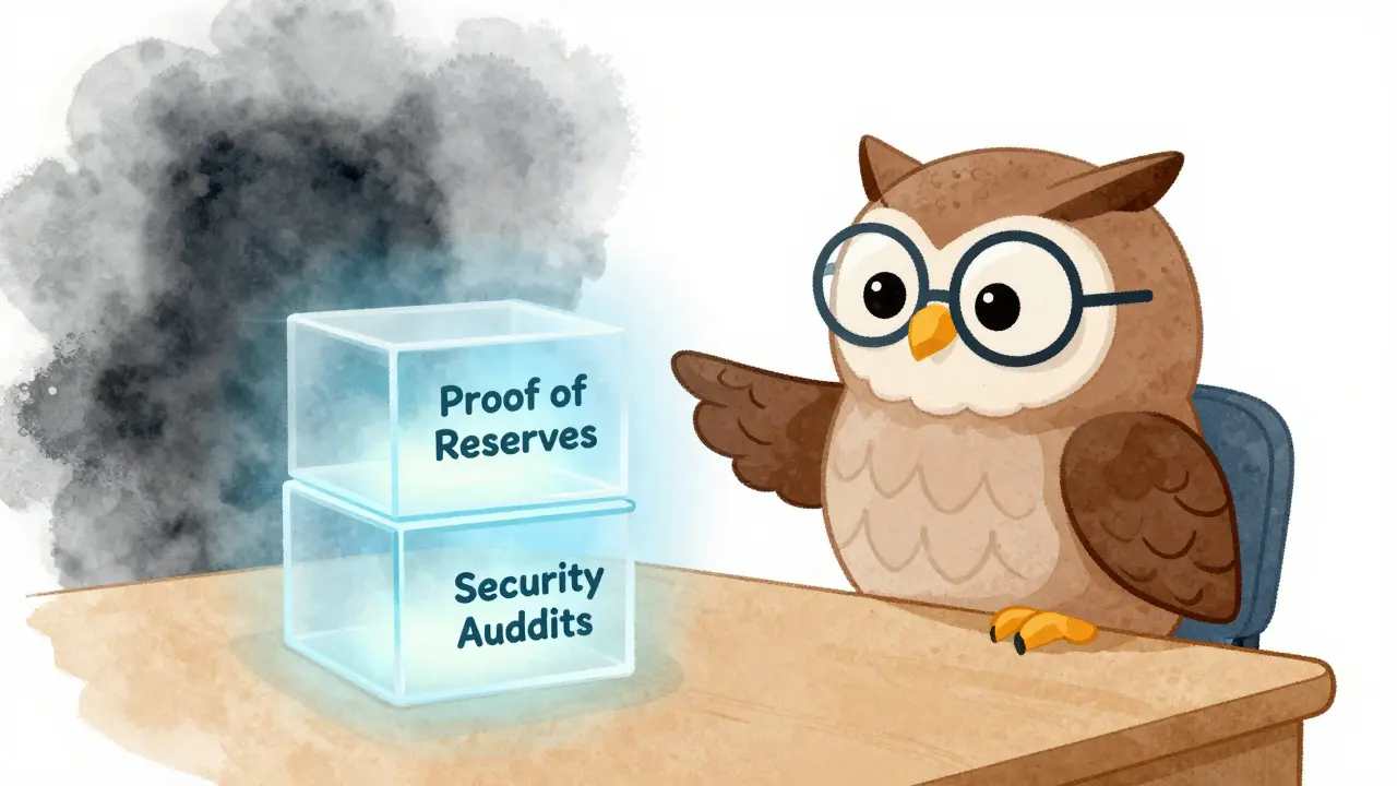 Wise owl pointing out lack of security transparency.