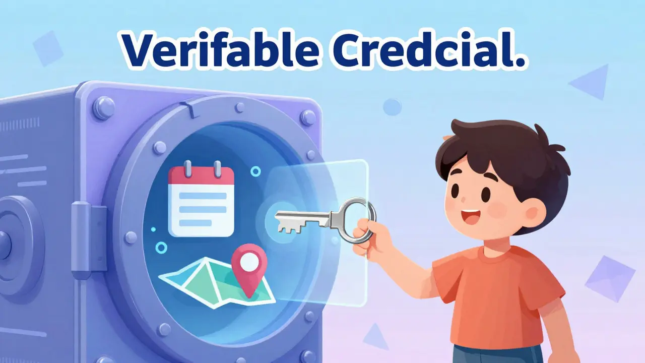 Child holding glowing key to unlock private digital identity vault