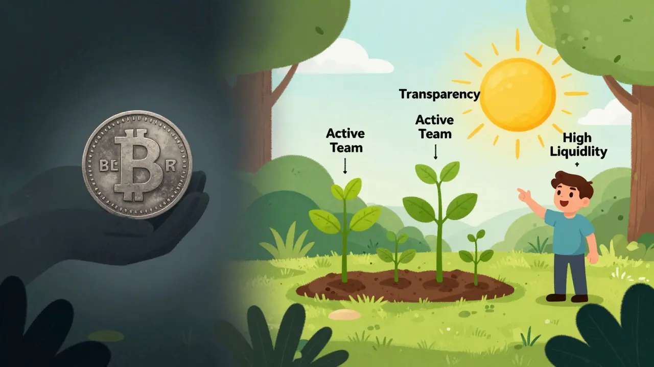 Contrast between risky obscure coin and safe investments