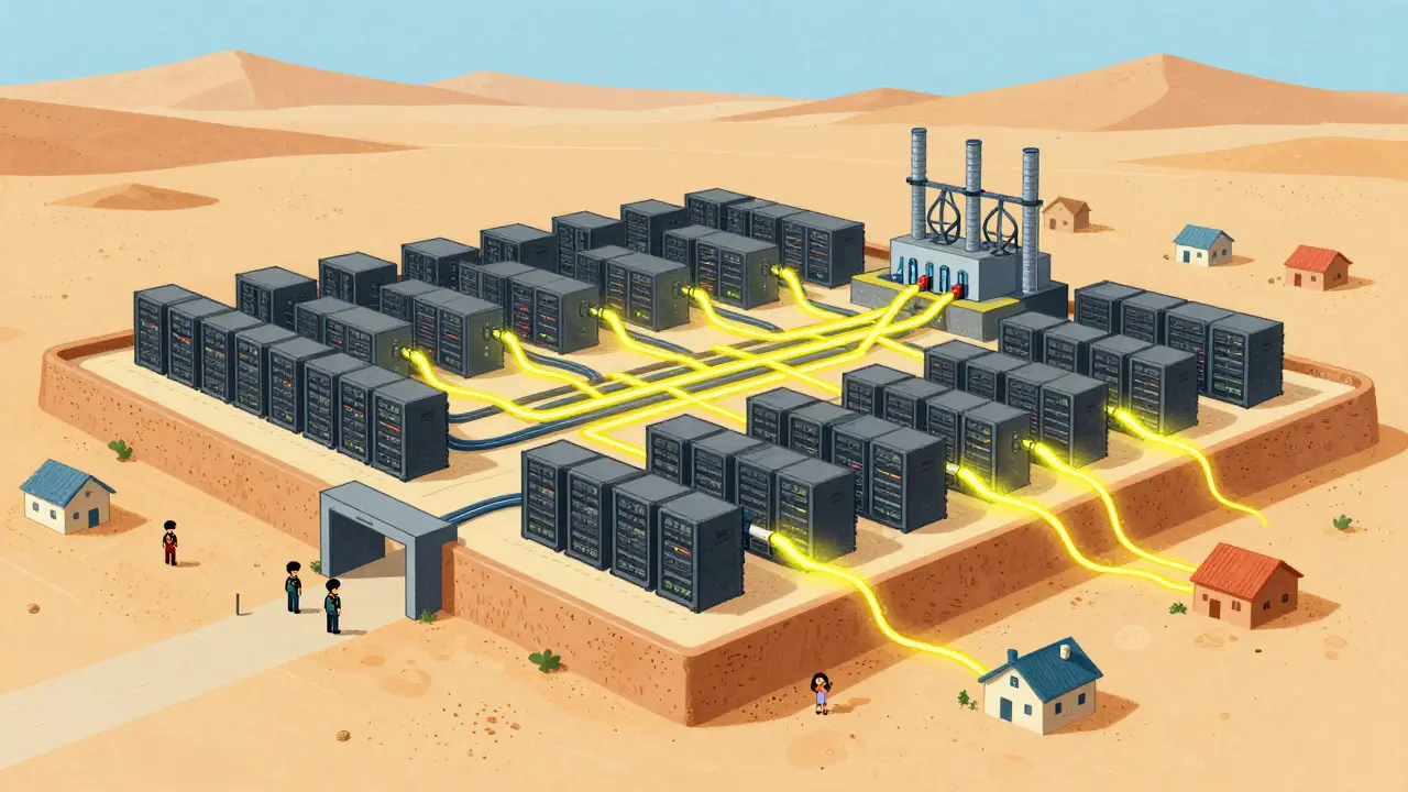 Cross-section of a military base stealing power for crypto servers