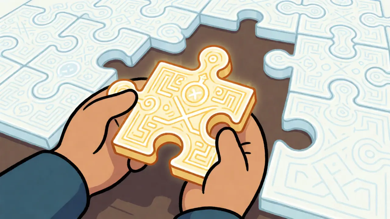 Disconnected smart contract puzzle piece held in hands