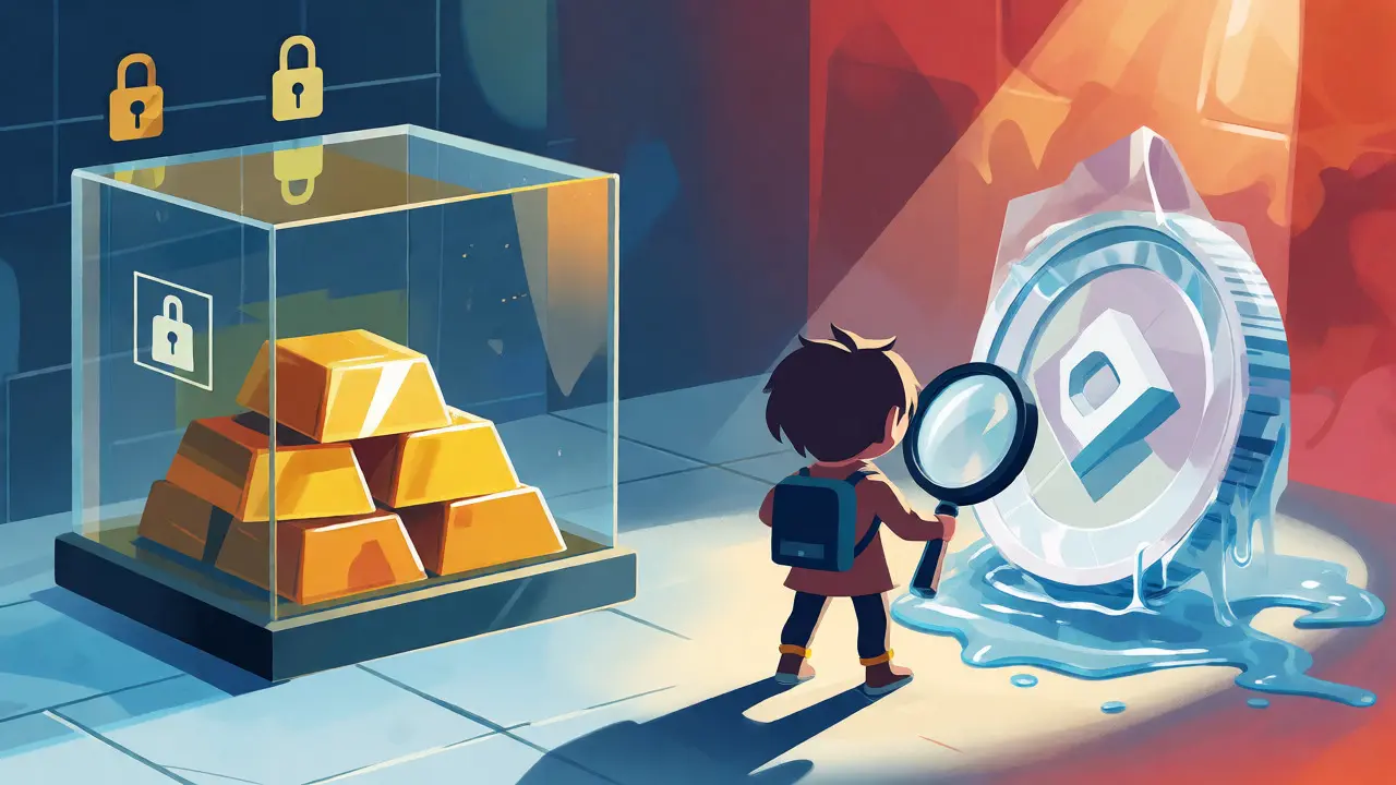 Explorer comparing a solid gold vault against a melting ice coin