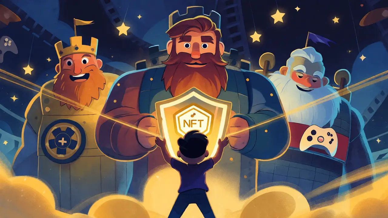 Friendly giants protecting a user with an NFT passport shield